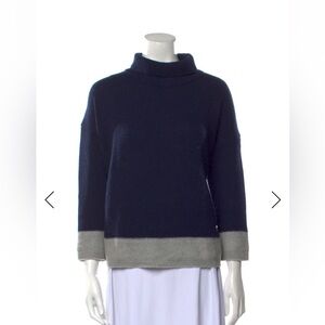 Moncler Navy and Light Gray Colorblock Women's Sweater